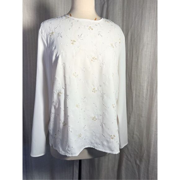 Karen Scott White Sequined Blouse - Size L - Picture 1 of 4